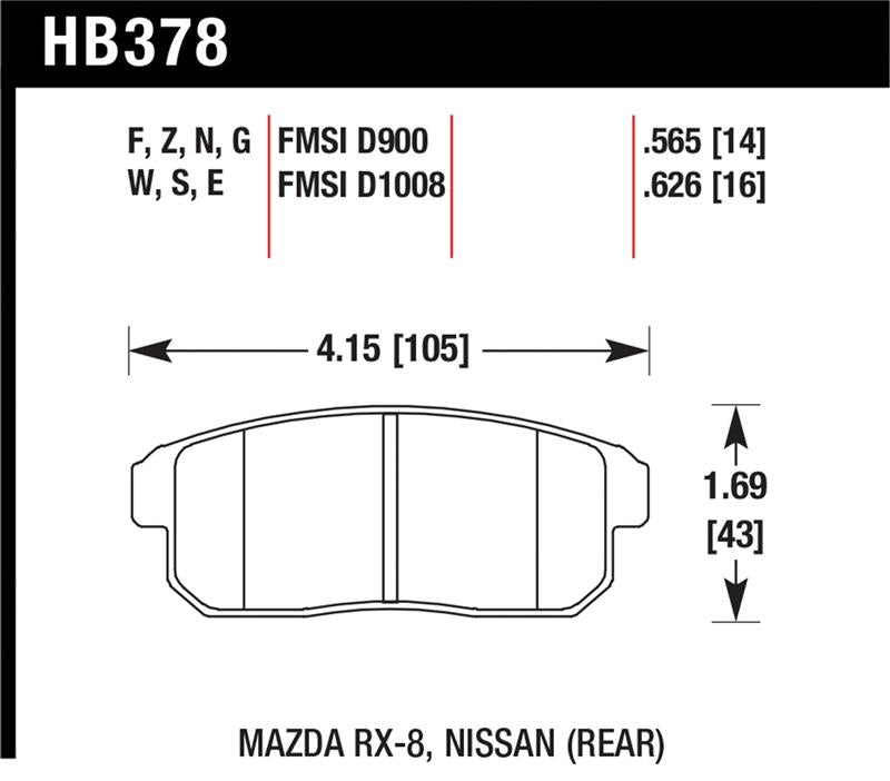 Hawk Performance HB378W.565 DTC-30 Race Rear Brake Pad Set - Mazda RX-8 / Nissan Track Applications