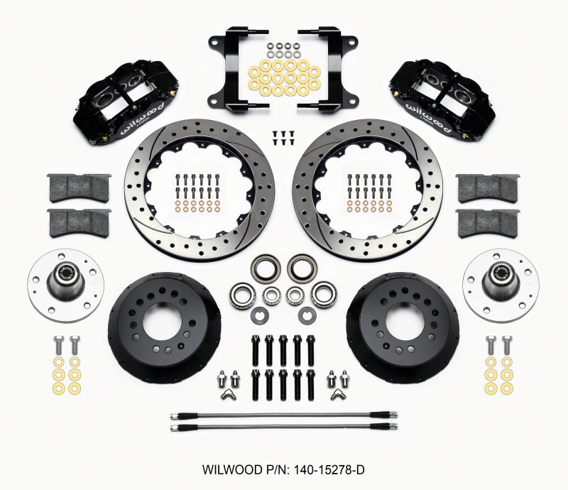 Wilwood Forged Narrow Superlite 6R Front Hub Kit 12.88in SRP Drilled Rotors with Lines - 1982-1992 Chevrolet Camaro