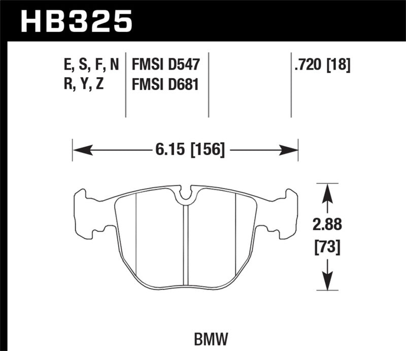 Hawk Performance HPS 5.0 Street Front Brake Pads HB325B.720 - 2004-2006 BMW X5 3.0i/4.4i
