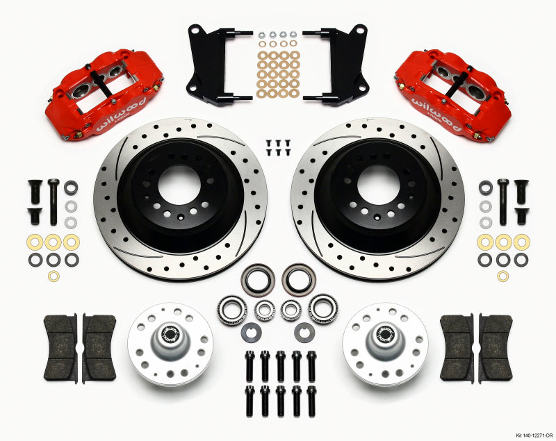 Wilwood 140-12271-DR FNSL6R Front Big Brake Kit with Hubs 12.88in One-Piece Drilled Rotors Red - 1967-1969 Chevy Camaro and 1964-1972 Nova
