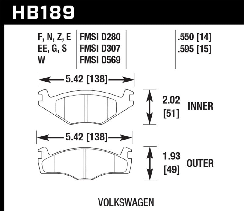 Hawk Performance ER-1 Endurance Racing Front Brake Pads - 1991-1993 Volkswagen Cabriolet
